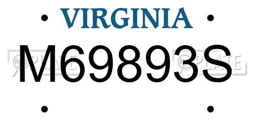 M69893S Virginia License Plate
