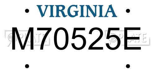 M70525E Virginia License Plate