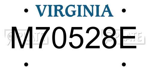 M70528E Virginia License Plate