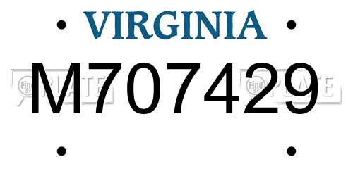 M707429 Virginia License Plate