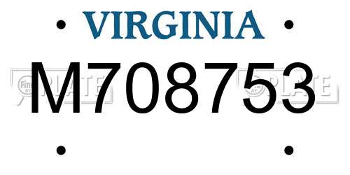M708753 Virginia License Plate