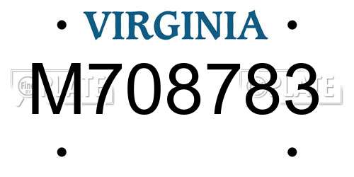 M708783 Virginia License Plate
