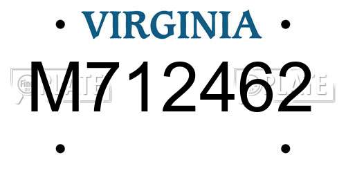 M712462 Virginia License Plate