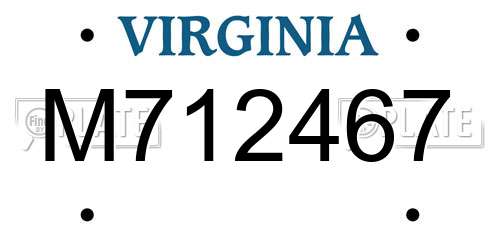 M712467 Virginia License Plate