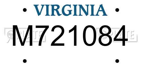 M721084 Virginia License Plate