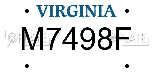 M7498F Virginia License Plate