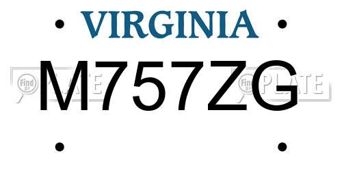 M757ZG Virginia License Plate