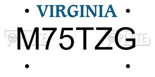 M75TZG Virginia License Plate