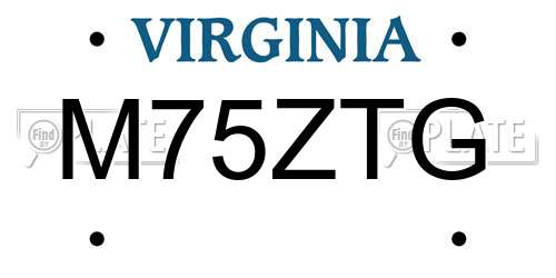 M75ZTG Virginia License Plate