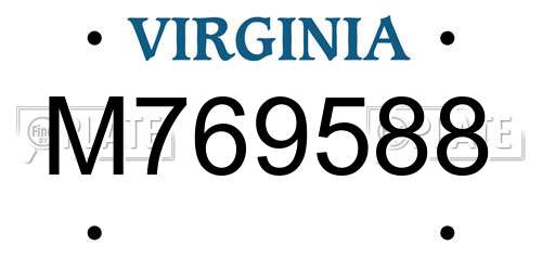 M769588 Virginia License Plate