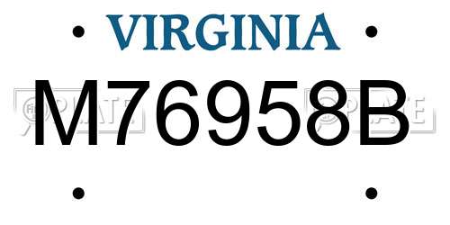 M76958B Virginia License Plate