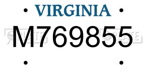 M769855 Virginia License Plate
