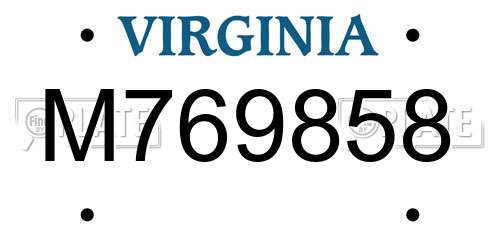 M769858 Virginia License Plate