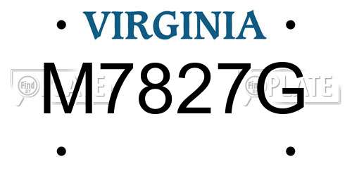 M7827G Virginia License Plate