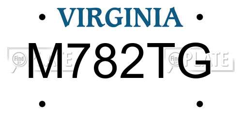 M782TG Virginia License Plate