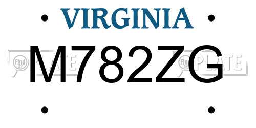 M782ZG Virginia License Plate