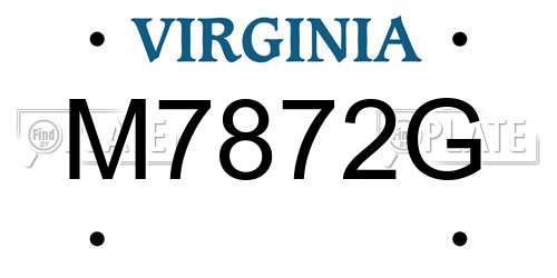 M7872G Virginia License Plate