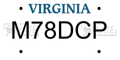 M78DCP Virginia License Plate