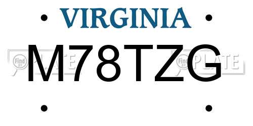 M78TZG Virginia License Plate