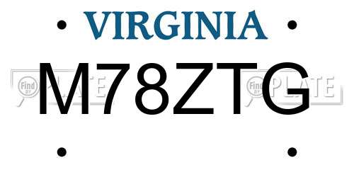 M78ZTG Virginia License Plate
