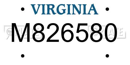 M826580 Virginia License Plate