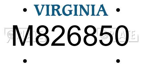 M826850 Virginia License Plate