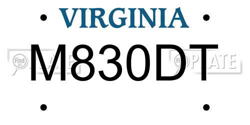M830DT Virginia License Plate