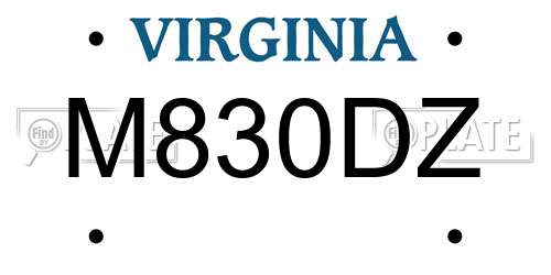 M830DZ Virginia License Plate