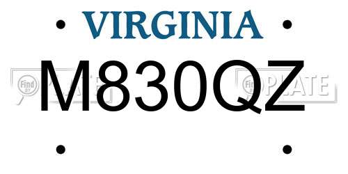 M830QZ Virginia License Plate