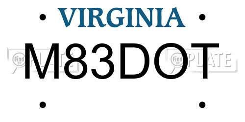 M83DOT Virginia License Plate