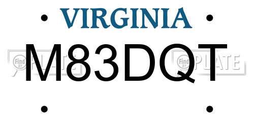 M83DQT Virginia License Plate