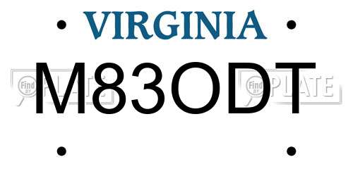 M83ODT Virginia License Plate