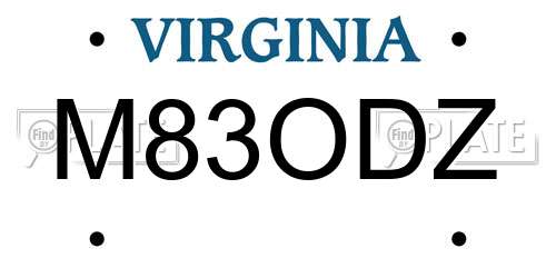 M83ODZ Virginia License Plate
