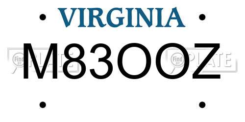 M83OOZ Virginia License Plate