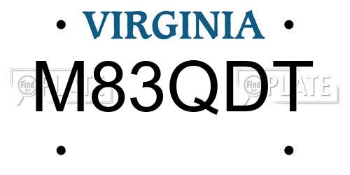 M83QDT Virginia License Plate