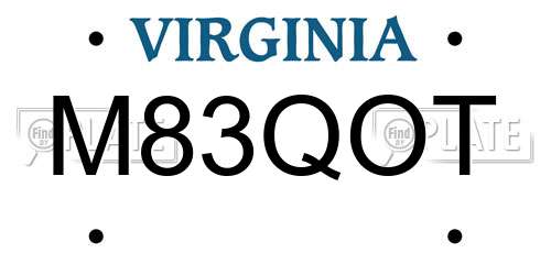 M83QOT Virginia License Plate