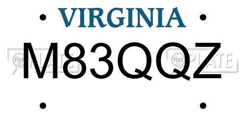 M83QQZ Virginia License Plate