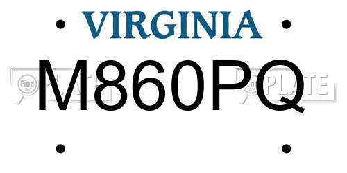 M860PQ Virginia License Plate