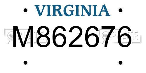 M862676 Virginia License Plate