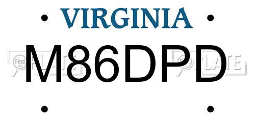 M86DPD Virginia License Plate