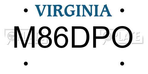 M86DPO Virginia License Plate