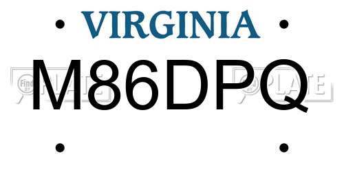 M86DPQ Virginia License Plate