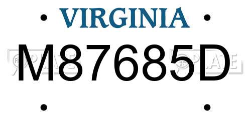 M87685D Virginia License Plate
