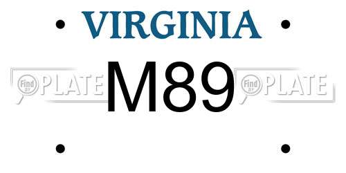 M89 Virginia License Plate