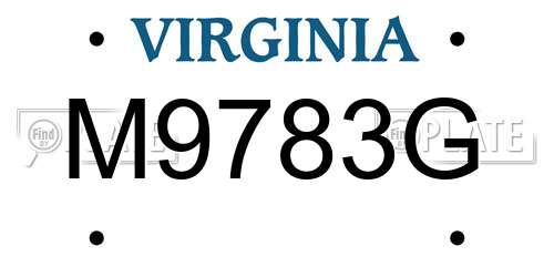 M9783G Virginia License Plate