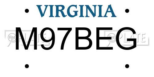 M97BEG Virginia License Plate