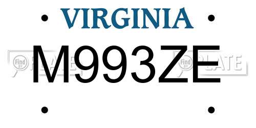 M993ZE Virginia License Plate