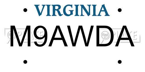 M9AWDA Virginia License Plate