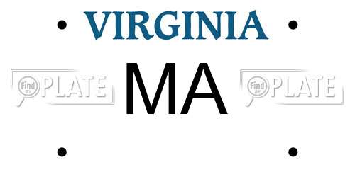 MA Virginia License Plate