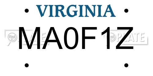 MA0F1Z Virginia License Plate